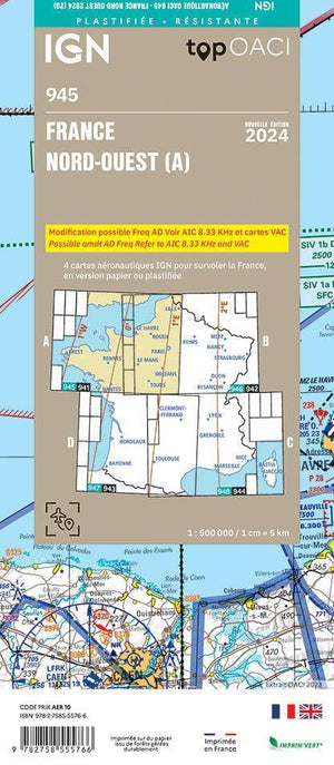 PRE-COMMANDE Carte OACI Nord/Ouest (N/O) Edition 2024 Plastifiée - LA BOUTIQUE DU PILOTE