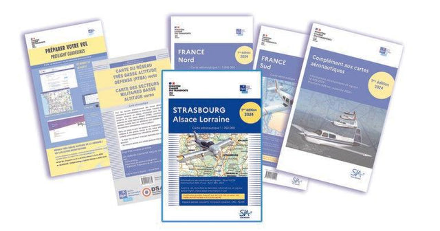 DOCUMENTS VFR 2024 plastifiés + Carte strasbourg plastifiée - SIA - LA BOUTIQUE DU PILOTE