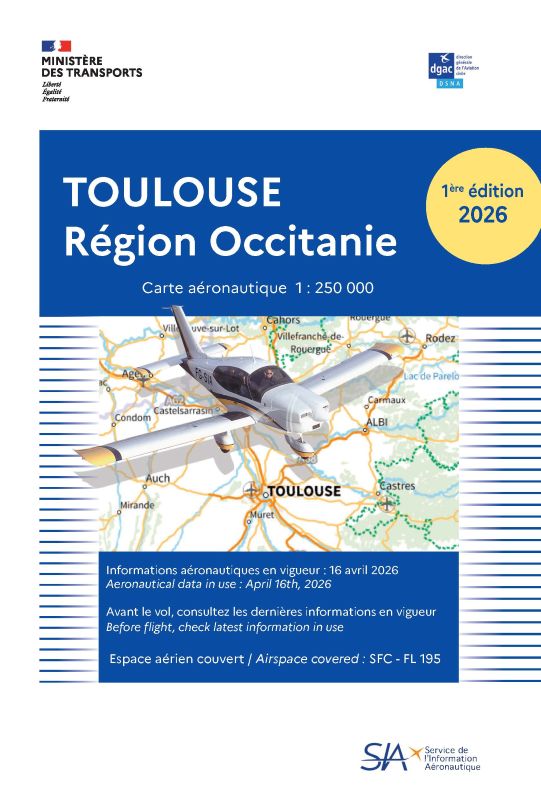 Carte VFR Toulouse Région Occitanie 2026  (1/250 000) - SIA