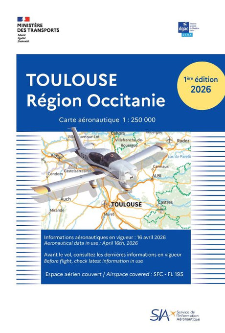 Carte VFR Toulouse Région Occitanie 2026  (1/250 000) - SIA