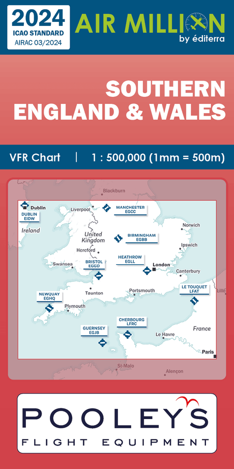 PRE-COMMANDE CARTE AIR MILLION SOUTHERN ENGLAND & WALES 2024 (1/500 000) - LA BOUTIQUE DU PILOTE