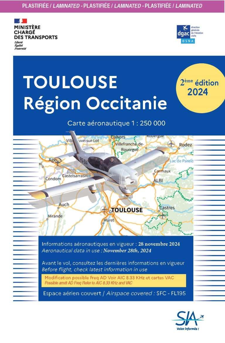 Carte Plastifiée Toulouse Région Occitanie 2e Edition 2024 - SIA - (1/250 000)