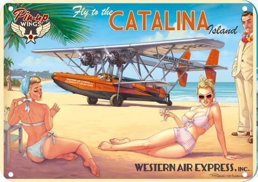 plaque métallique pin-up catalina romain hugault