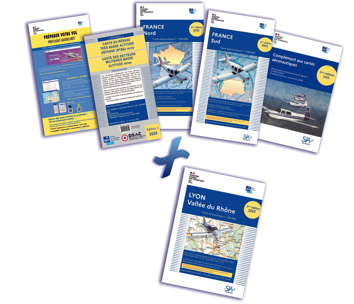 DOCUMENTS VFR 2025 2e Edition + Carte Lyon Vallée du Rhône - SIA