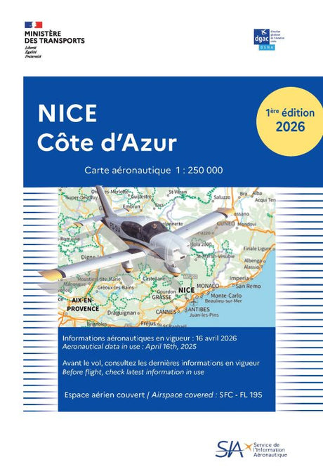 Carte VFR Nice 2026 SIA - (1/250 000)
