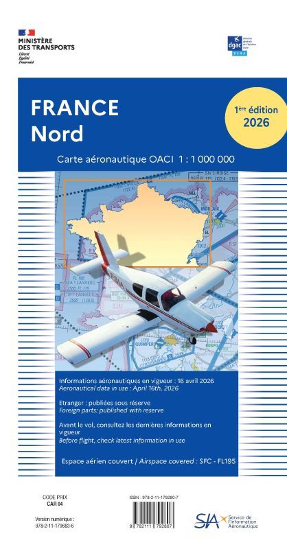Carte VFR France Nord 2026 - SIA - (1/1 000 000)