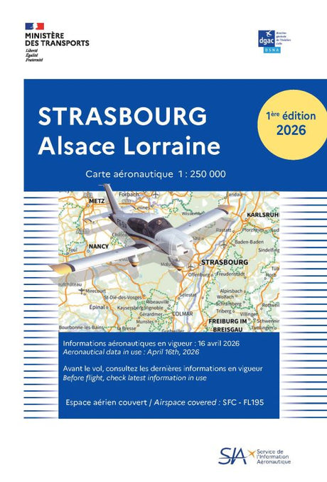 Carte VFR Strasbourg Alsace Lorraine 2026 - SIA - (1/250 000)