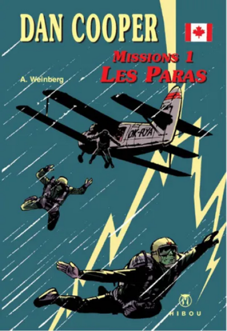 Première de couverture de la bande dessionée Dan Cooper, mission 1 : les paras par Albert Weinberg aux éditions Hibou