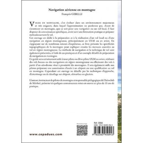 Navigation aérienne en montagne aux éditions Cépaduès verso