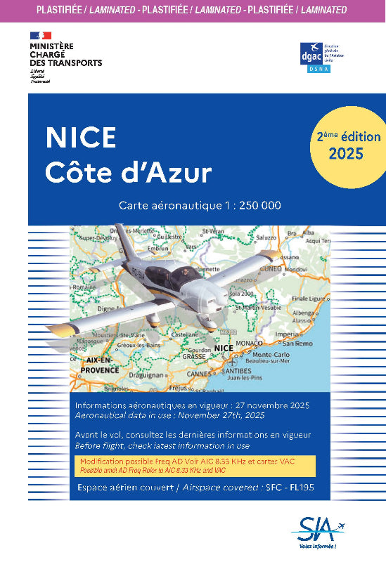 Carte VFR du SIA Nice Côte d'Azur 2e édition 2025