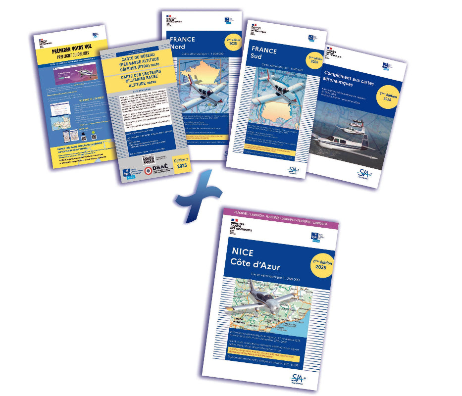 DOCUMENTS  VFR 2025 2e Edition  + Carte plastifiée Nice Côte d'Azur - SIA