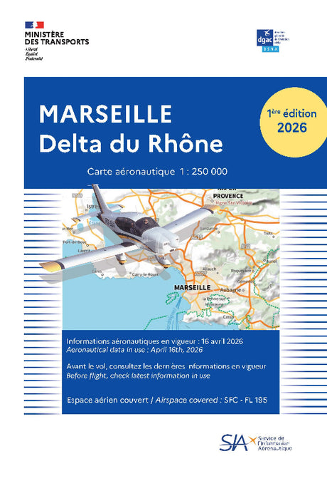 Carte VFR Marseille Delta du Rhône 2026  (1/250 000) - SIA