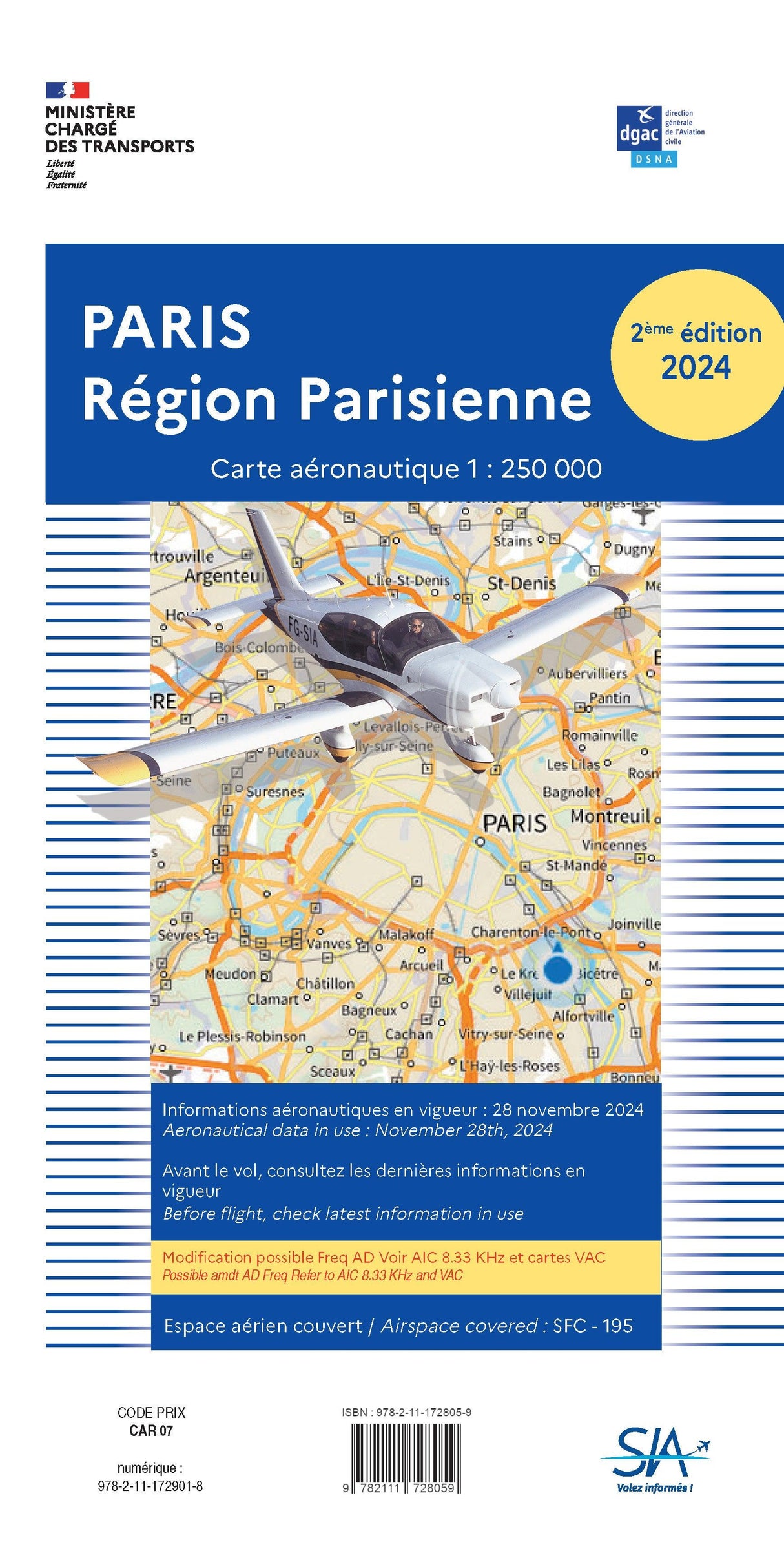 CARTE REGION PARISIENNE 2024 2e Edition - SIA -  (1/250 000)