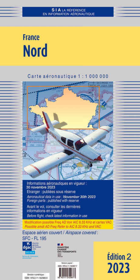 Carte France Nord 2023 - SIA - (1/1 000 000)édition 2 DOCUMENTATIONS DU SIA SIA