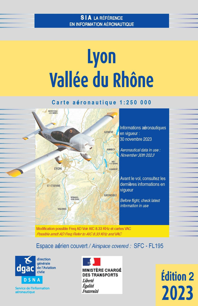 Carte Lyon Vallée du Rhône 2023 - SIA- (1 / 250 000)édition 2 DOCUMENTATIONS DU SIA SIA
