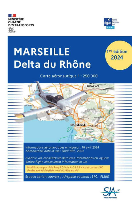 Carte Marseille Delta du Rhône 2024 - SIA - (1/250 000) - LA BOUTIQUE DU PILOTE