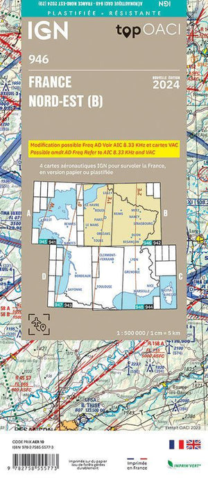 PRE-COMMANDE Carte OACI Nord/Est (N/E) Edition 2024 Plastifiée - LA BOUTIQUE DU PILOTE