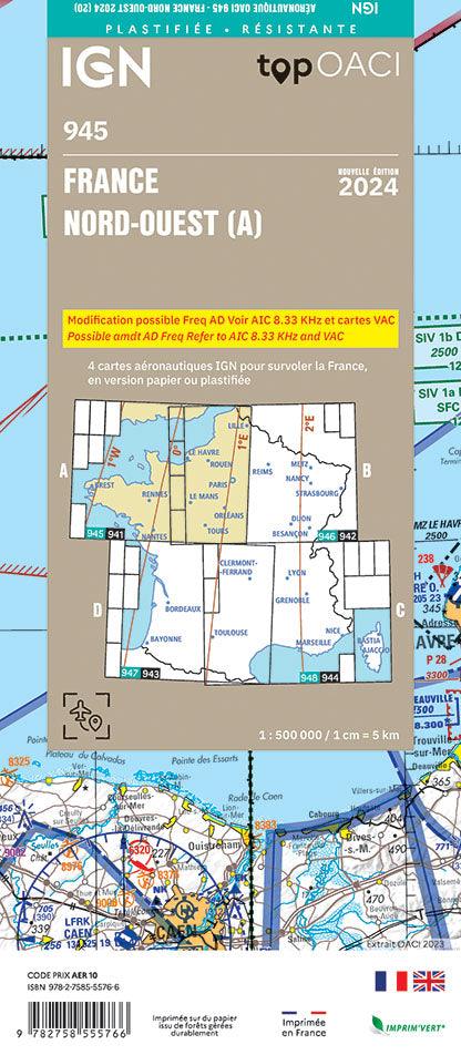 PRE-COMMANDE Carte OACI Nord/Ouest (N/O) Edition 2024 Plastifiée - LA BOUTIQUE DU PILOTE