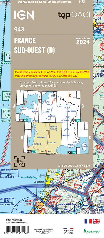 PRE-COMMANDE Carte OACI Sud/Ouest (S/O) Edition 2024 - LA BOUTIQUE DU PILOTE