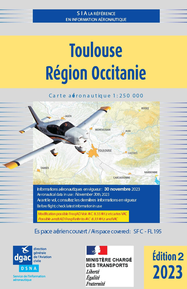 Carte Toulouse Région Occitanie 2023 - SIA - (1/250 000)édition 2 DOCUMENTATIONS DU SIA SIA