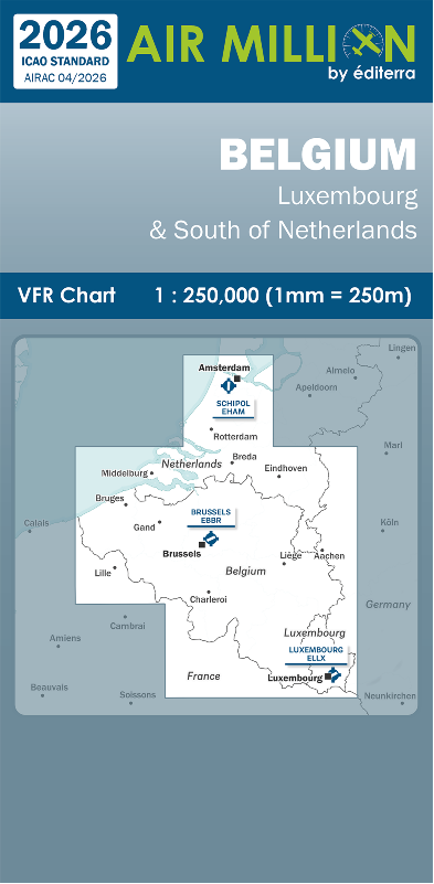 Carte Air Million Belgique 2026 1/250000 Editerra