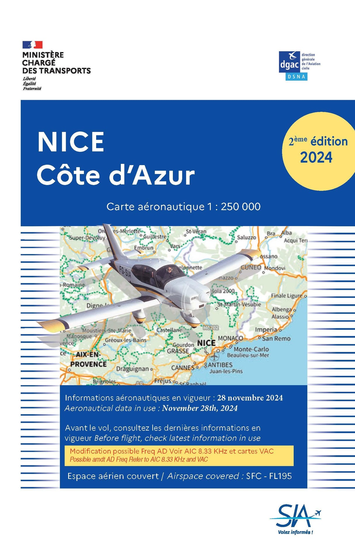 Carte Nice Côte d'Azur 2e Edition 2024 - SIA - (1/250 000)