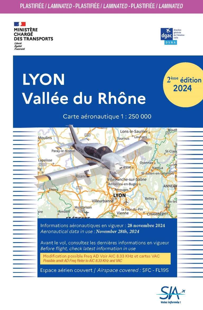 Carte Plastifiée Lyon Vallée du Rhône 2e Edition 2024 - SIA- (1 / 250 000)