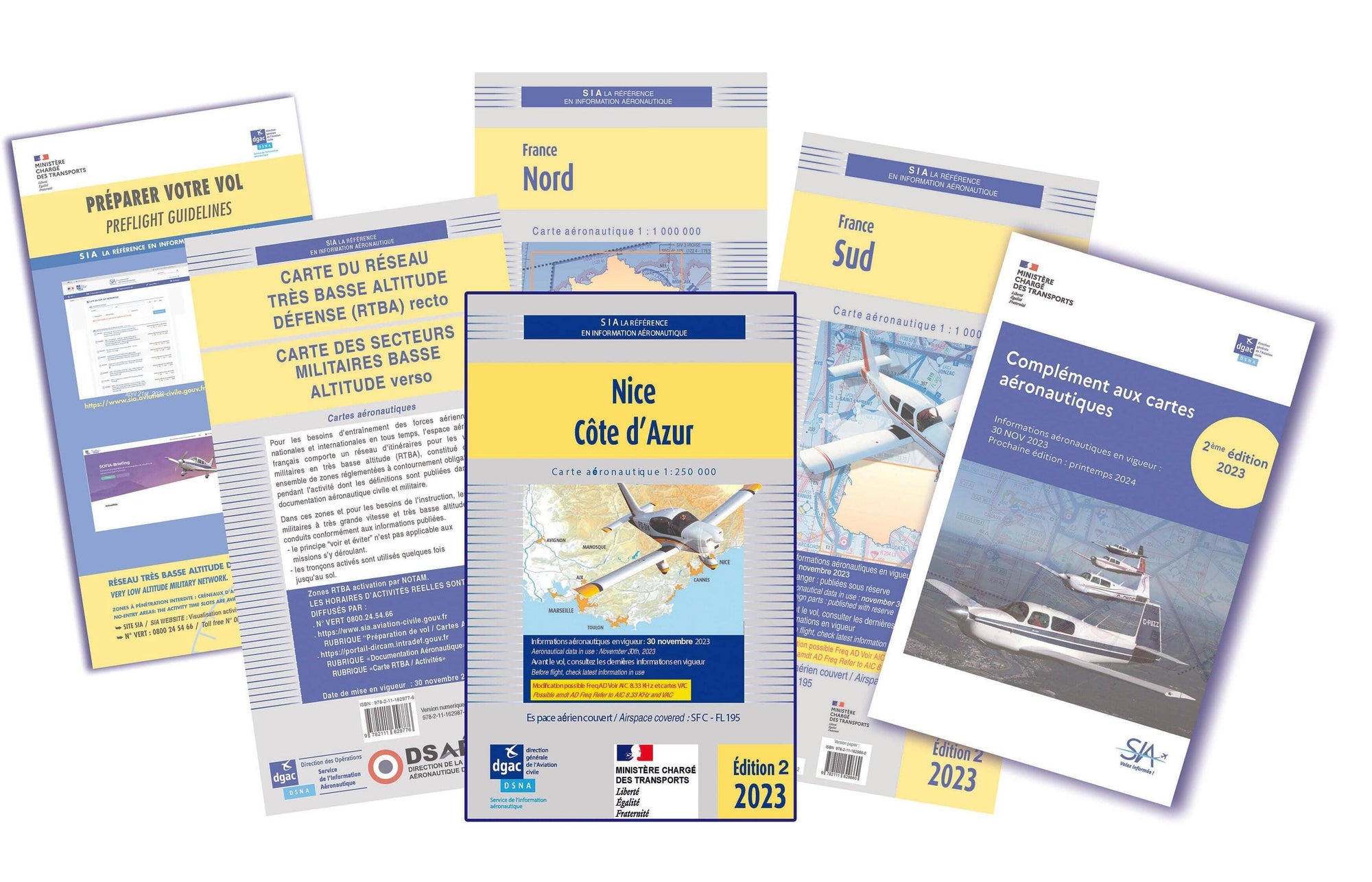 DOCUMENTS VFR 2023 2 Em édition + Carte Nice Côte d'Azur - SIA DOCUMENTATIONS DU SIA SIA