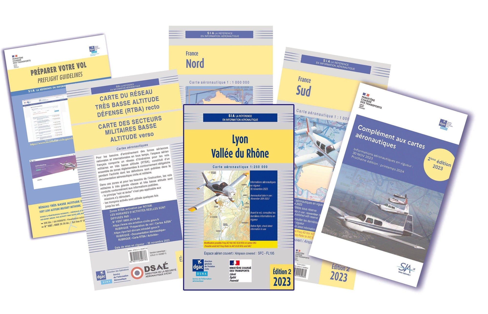 DOCUMENTS VFR 2023 2em edition + Carte Lyon Vallée du Rhône - SIA DOCUMENTATIONS DU SIA SIA