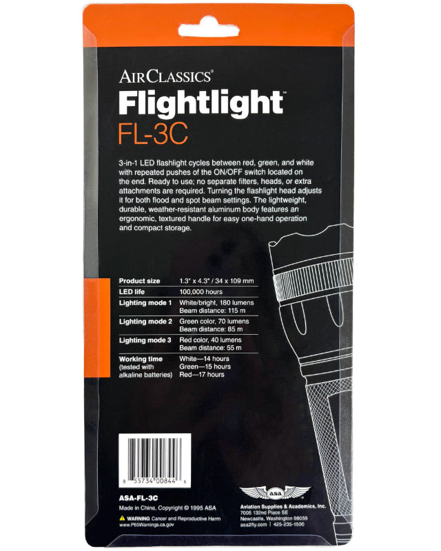 Lampe ASA Flightlight, caractéristiques