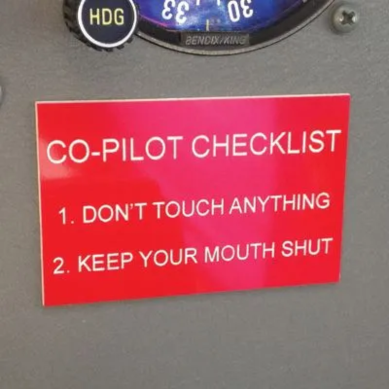 Plaque en PVC Co-pilot checklist