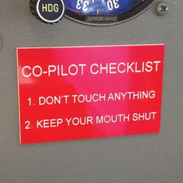 Plaque en PVC Co-pilot checklist