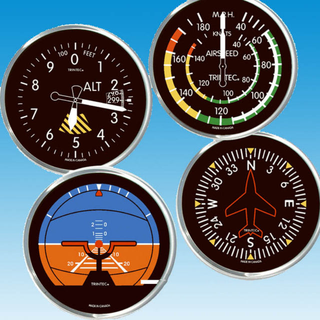 Sous-verres ronds reprenant le visuel des instruments sur les tableaux de bord