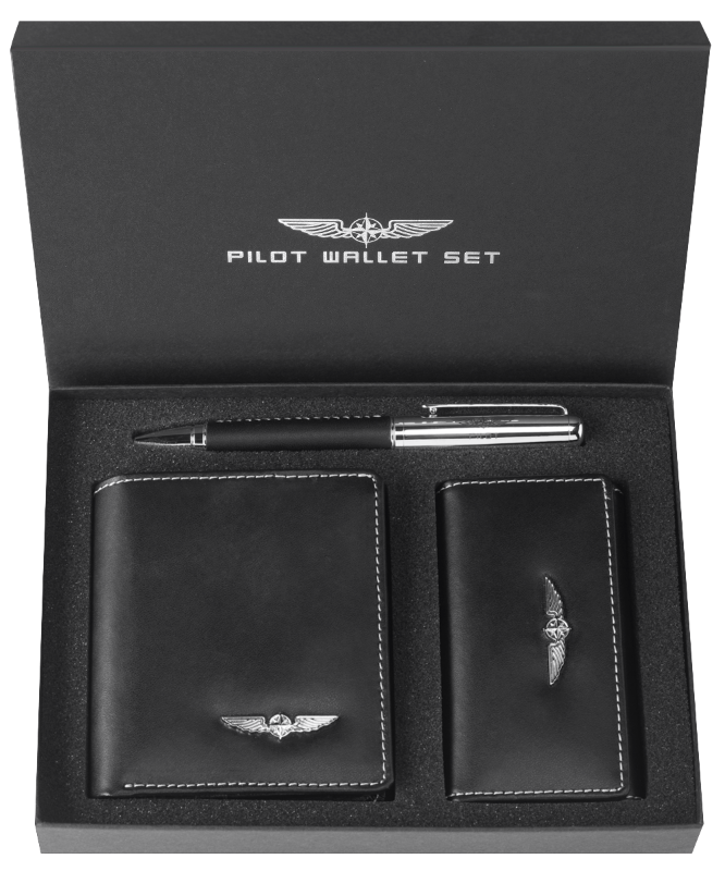 Coffret portefeuille + étui à clefs  + stylo en cuir pour le pilote de la marque design 4 pilot