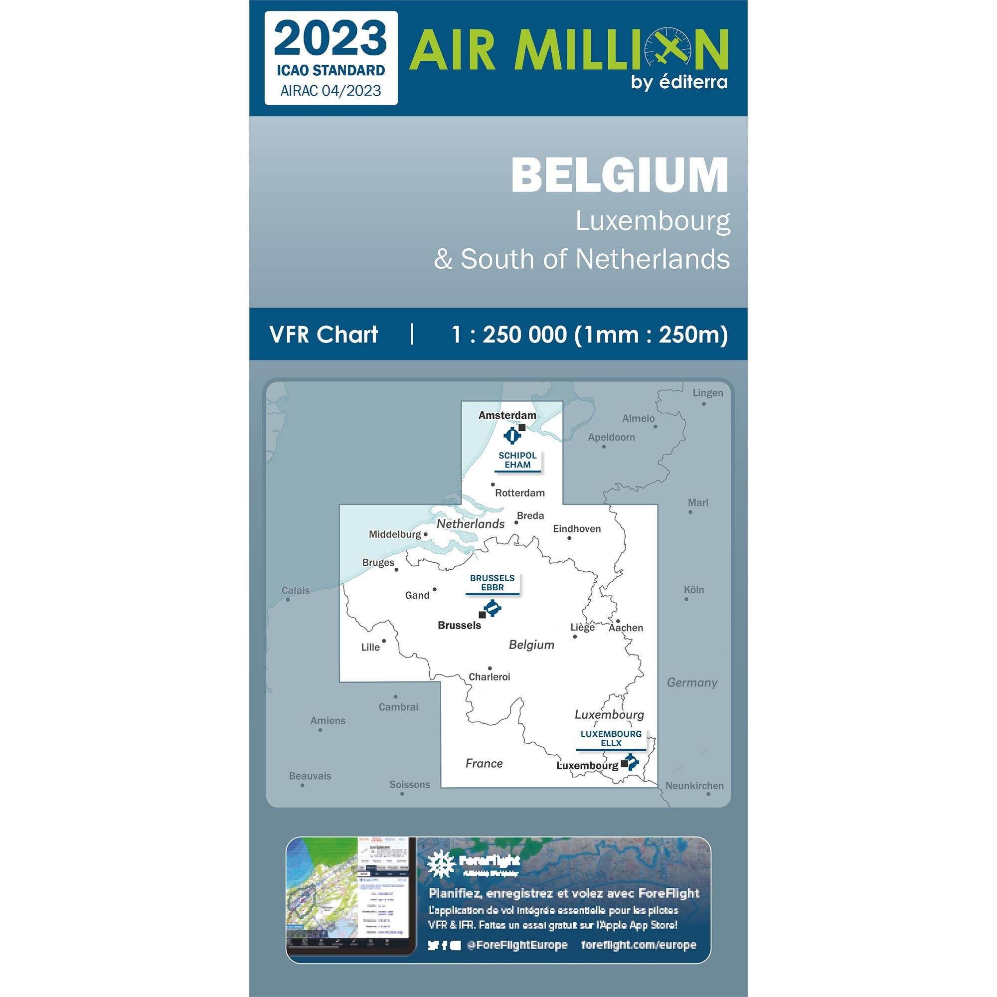CARTE AIR MILLION BELGIQUE 2023 (1/250 000) Cartes Air Million Editerra