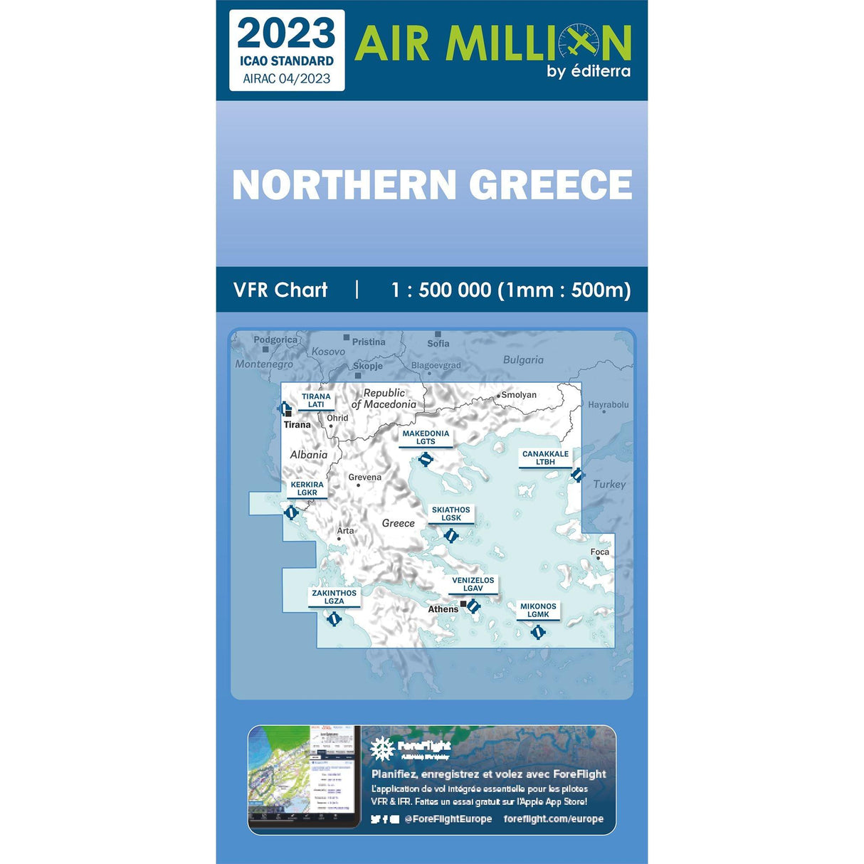 CARTE AIR MILLION GRECE BALKANS NORD 2023 (1/500 000) Cartes Air Million Editerra